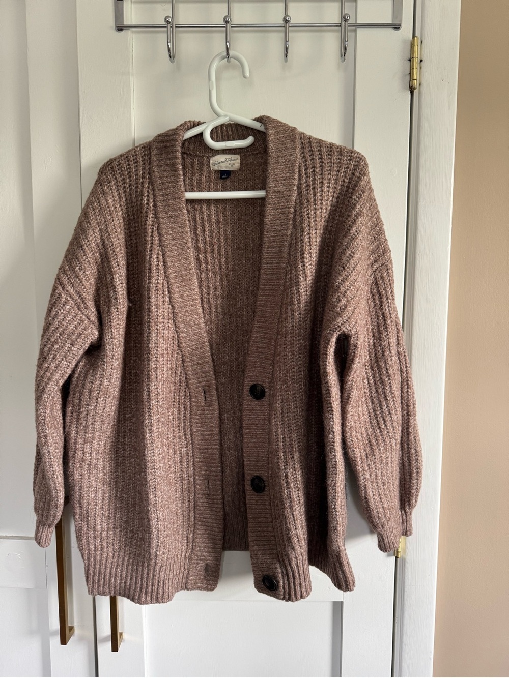 Universal Thread Women's Chunky Button-Front Cardigan - Mauve Pink